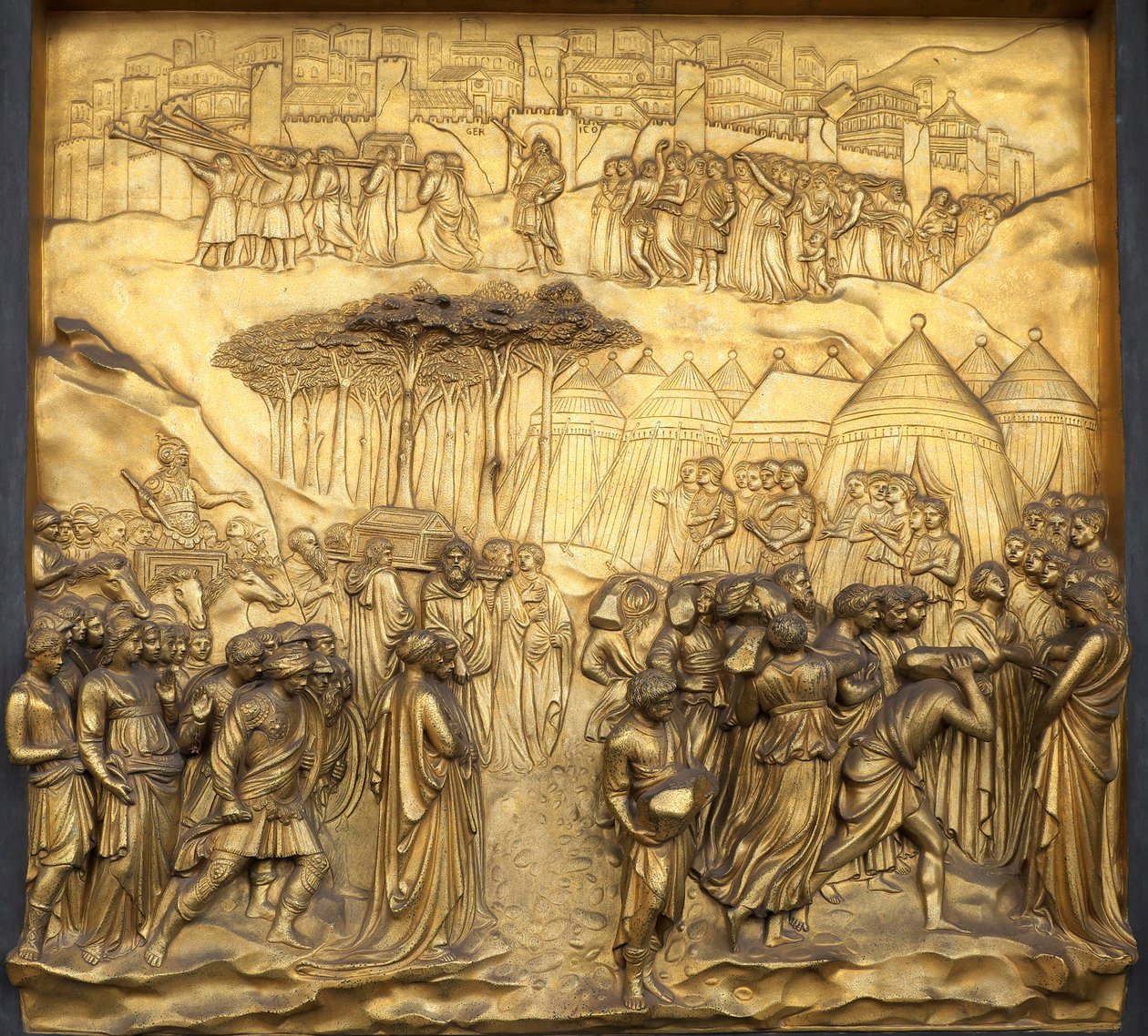 Relief 《耶利哥的毁灭》，圣乔瓦尼洗礼堂天堂之门，......，2015 年（照片） 作者 洛伦佐·吉贝蒂（Lorenzo Ghiberti）