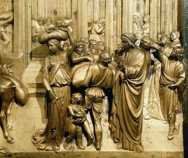 约瑟的故事》，洗礼堂东门原板的细节 作者 洛伦佐·吉贝蒂（Lorenzo Ghiberti）