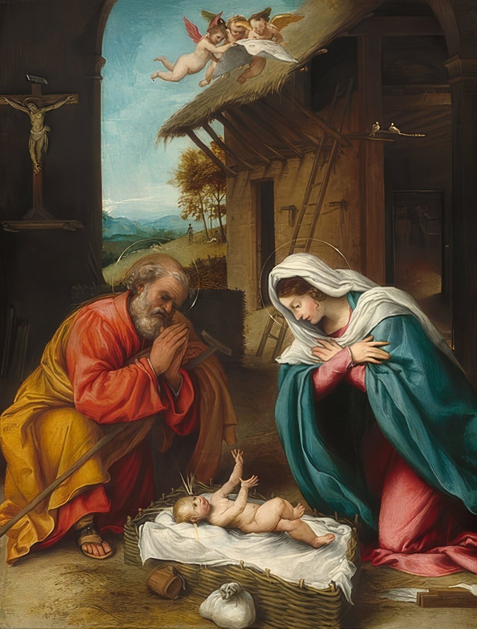 耶稣降生。 1523 作者 洛伦佐·乐透（Lorenzo Lotto）