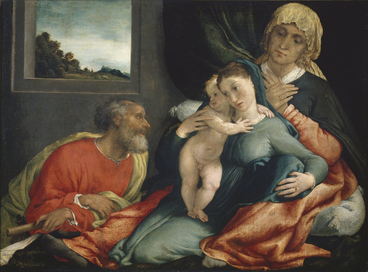 1535年与圣安妮和约阿希姆的神圣家族？ 作者 洛伦佐·乐透（Lorenzo Lotto）