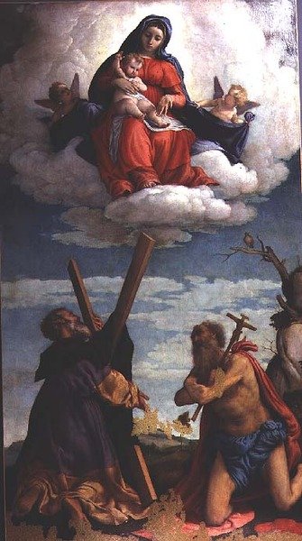 荣耀中的圣母子与圣安德鲁和圣杰罗姆 作者 洛伦佐·乐透（Lorenzo Lotto）