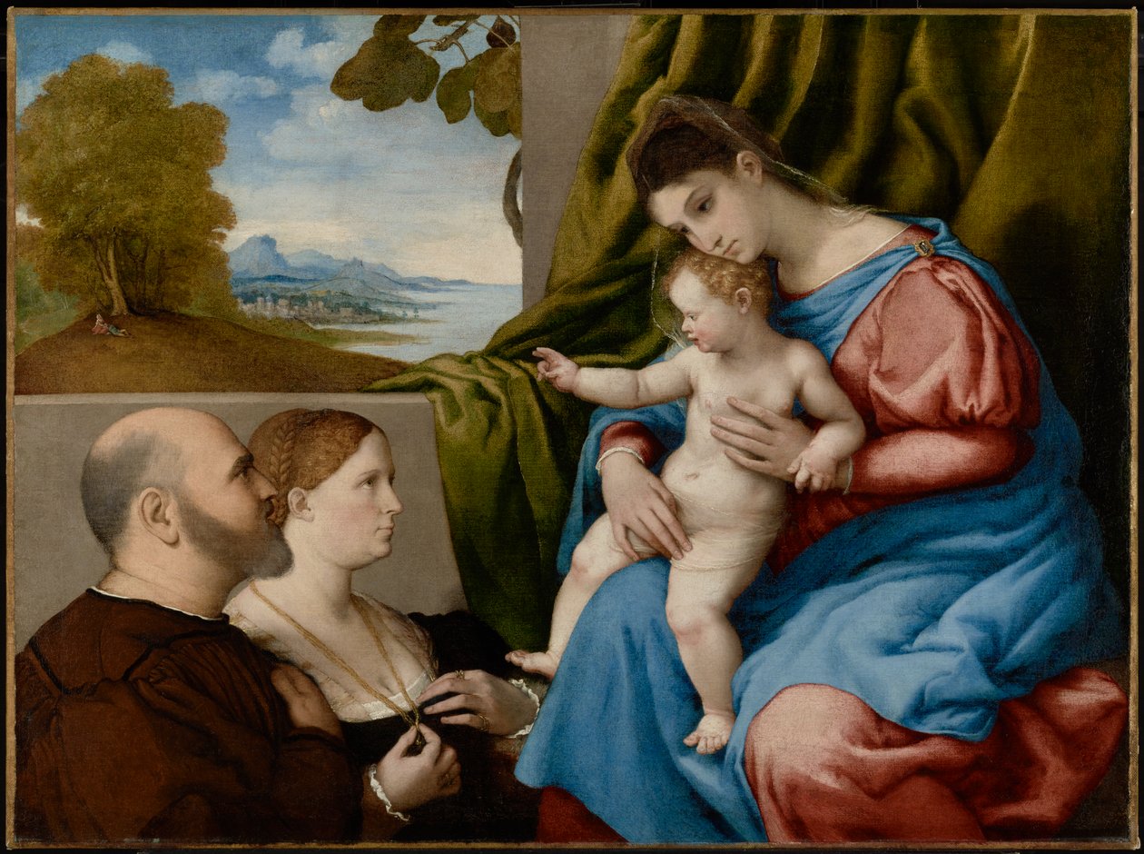 圣母子与两位捐赠者 作者 洛伦佐·乐透（Lorenzo Lotto）