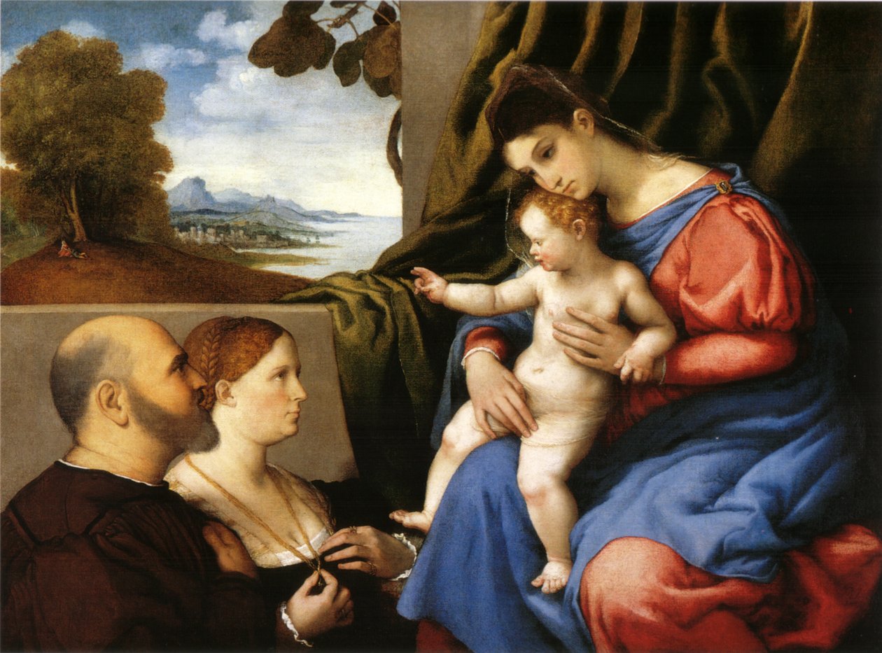 圣母子与两位捐赠者 作者 洛伦佐·乐透（Lorenzo Lotto）