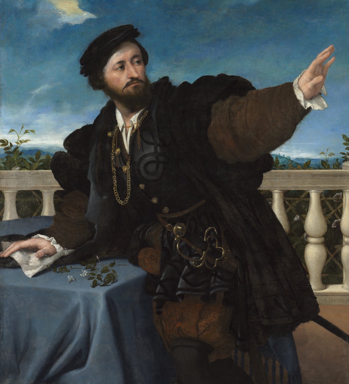 一个人的肖像，可能是吉罗拉莫·罗萨蒂（Girolamo Rosati），1533-34年 作者 洛伦佐·乐透（Lorenzo Lotto）
