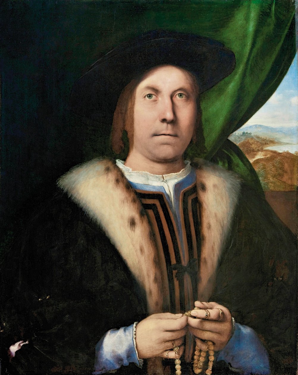 一个念珠的男人的肖像，大约1515年至1520年。 作者 洛伦佐·乐透（Lorenzo Lotto）