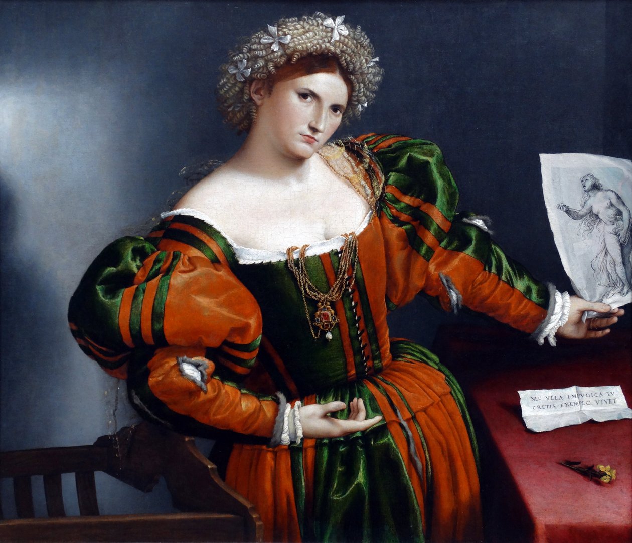 受洛伦佐·洛托《卢克丽霞》启发的女人肖像 作者 洛伦佐·乐透（Lorenzo Lotto）
