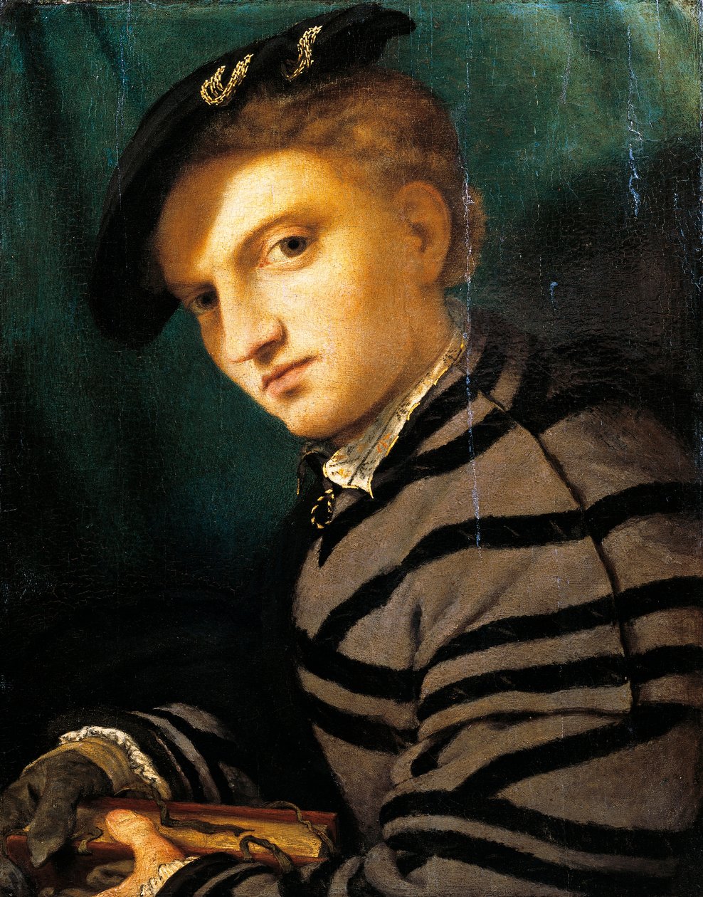 洛伦佐-洛托（Lorenzo Lotto）（1480年-1556年）的年轻男子肖像，板上油画，约1526年 作者 洛伦佐·乐透（Lorenzo Lotto）