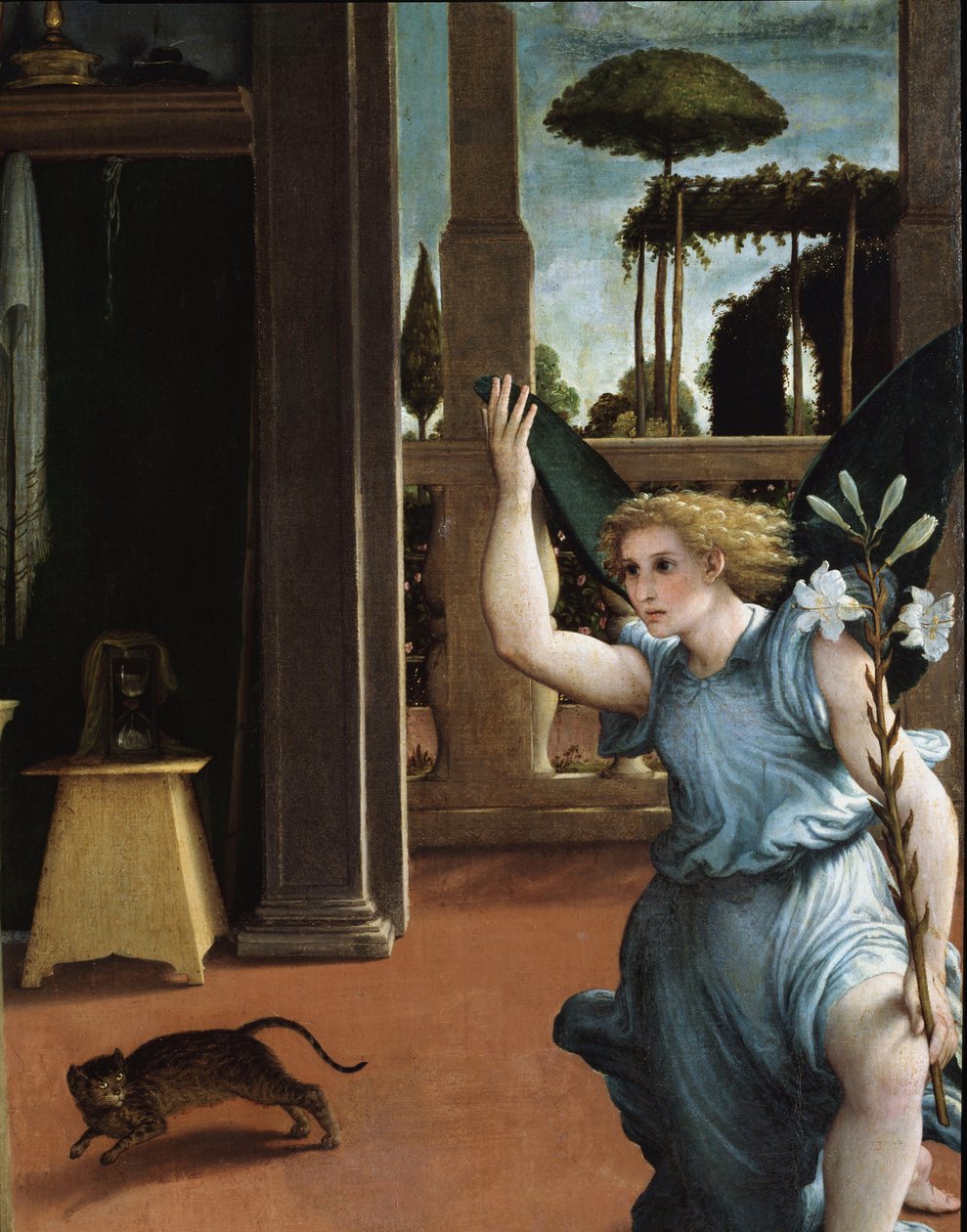 天使报喜，细节 作者 洛伦佐·乐透（Lorenzo Lotto）