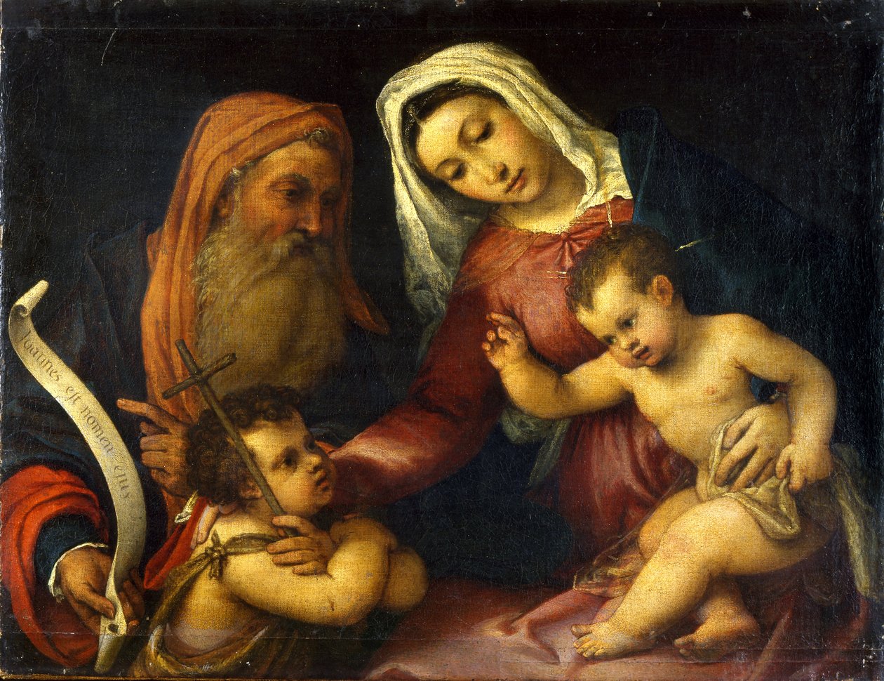 圣母子与圣人撒迦利亚和施洗约翰 作者 洛伦佐·乐透（Lorenzo Lotto）