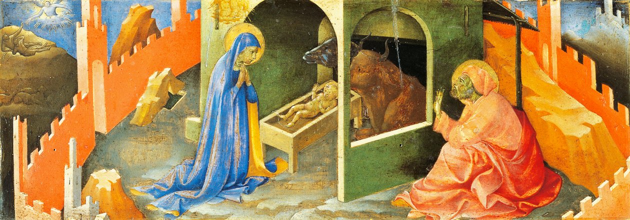 耶稣诞生，普雷德拉部分，洛伦佐·摩纳哥（Lorenzo Monaco，1370-约 1425 年）创作，面板油画 作者 洛伦佐·摩纳哥