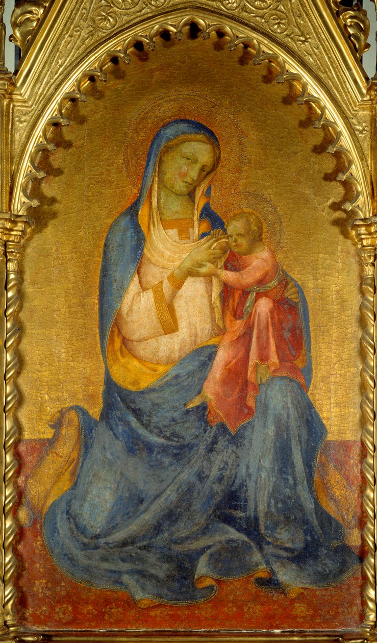 The Virgin and the Child. Painting by Lorenzo Monaco (1365/70-1425). Dim: 0.92 x 0.54m. 作者 洛伦佐·摩纳哥