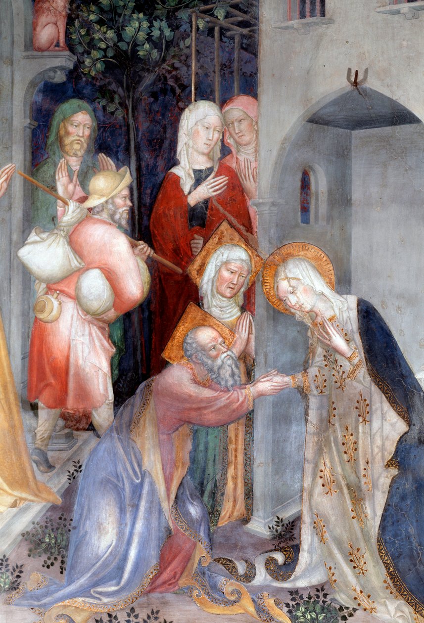 Farewell of the virgin to Zechariah and Elizabeth, detail (Fresco 作者 洛伦佐·萨利姆贝尼（Lorenzo Salimbeni）