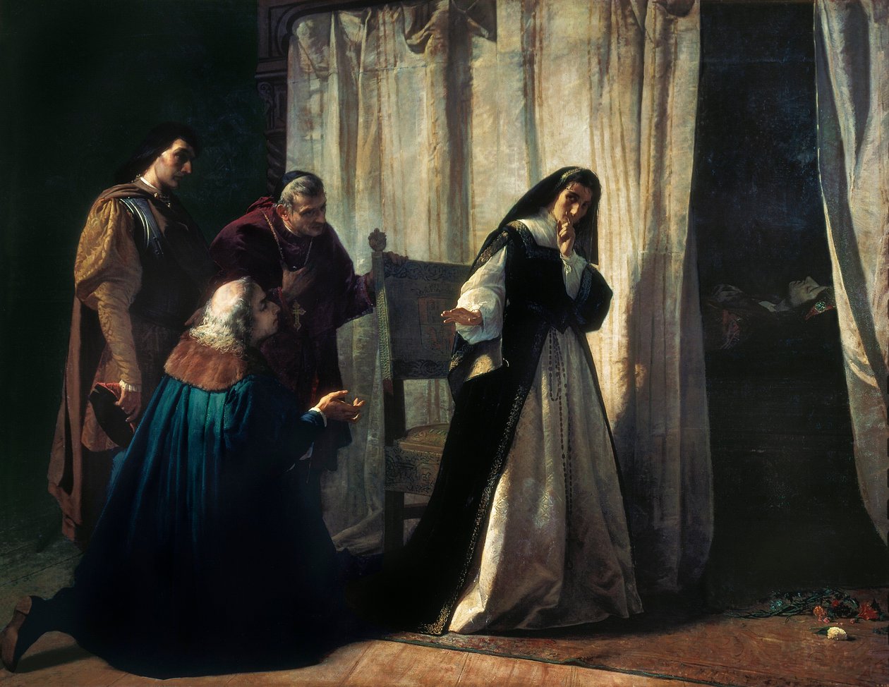 La reine Jeanne Iere dite Jeanne la Folle (Juana la Loca) (1479-1555) Peinture de Lorenzo VALLES (1830-1910)。马德里。普拉多博物馆。 作者 洛伦佐·瓦雷斯（Lorenzo Valles）