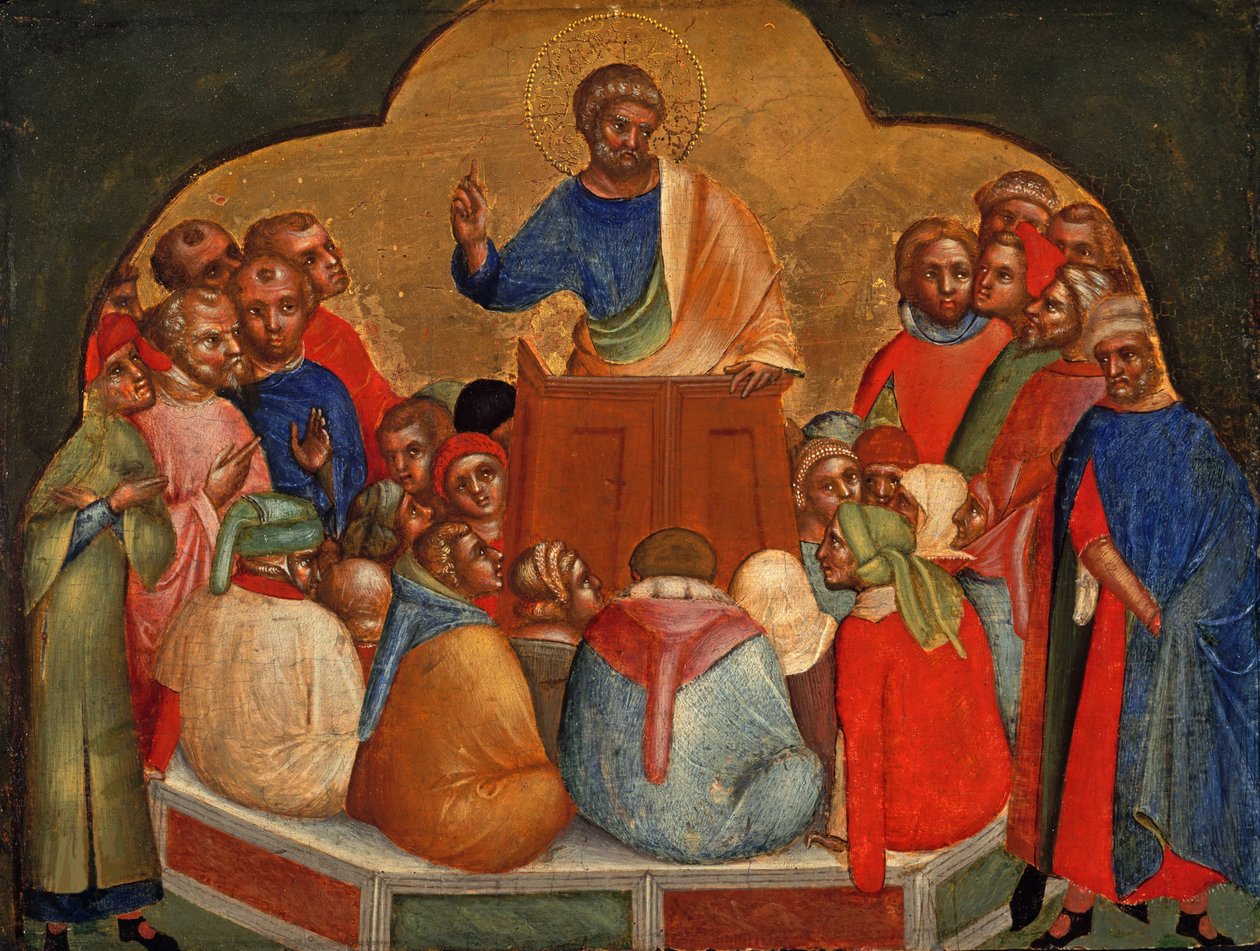 使徒彼得宣讲Predella面板，约1370年。 作者 洛伦佐（Lorenzo Veneziano）
