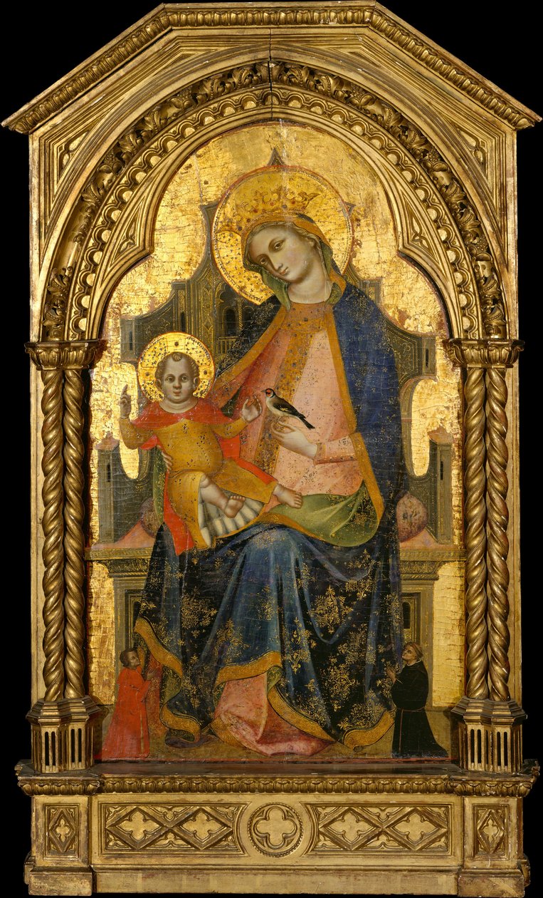 麦当娜（Madonna）和儿童（Child）在两个捐赠人的陪伴下登场。 1360-65。 作者 洛伦佐（Lorenzo Veneziano）