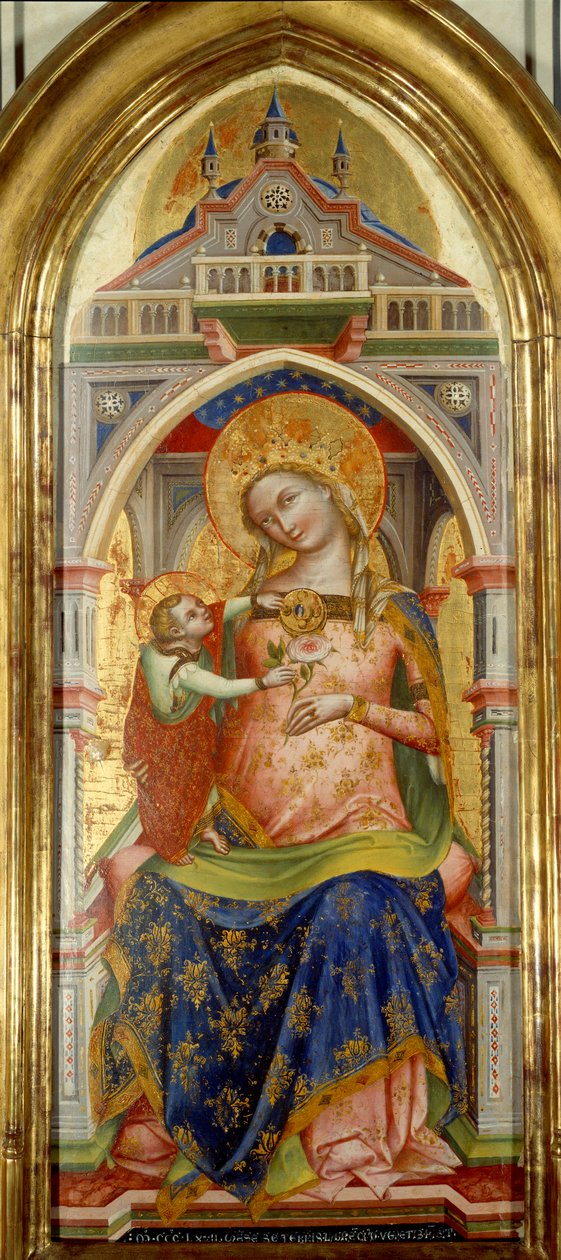 The Virgin and the Child. Painting by Lorenzo Veneziano (14th century) 作者 洛伦佐（Lorenzo Veneziano）