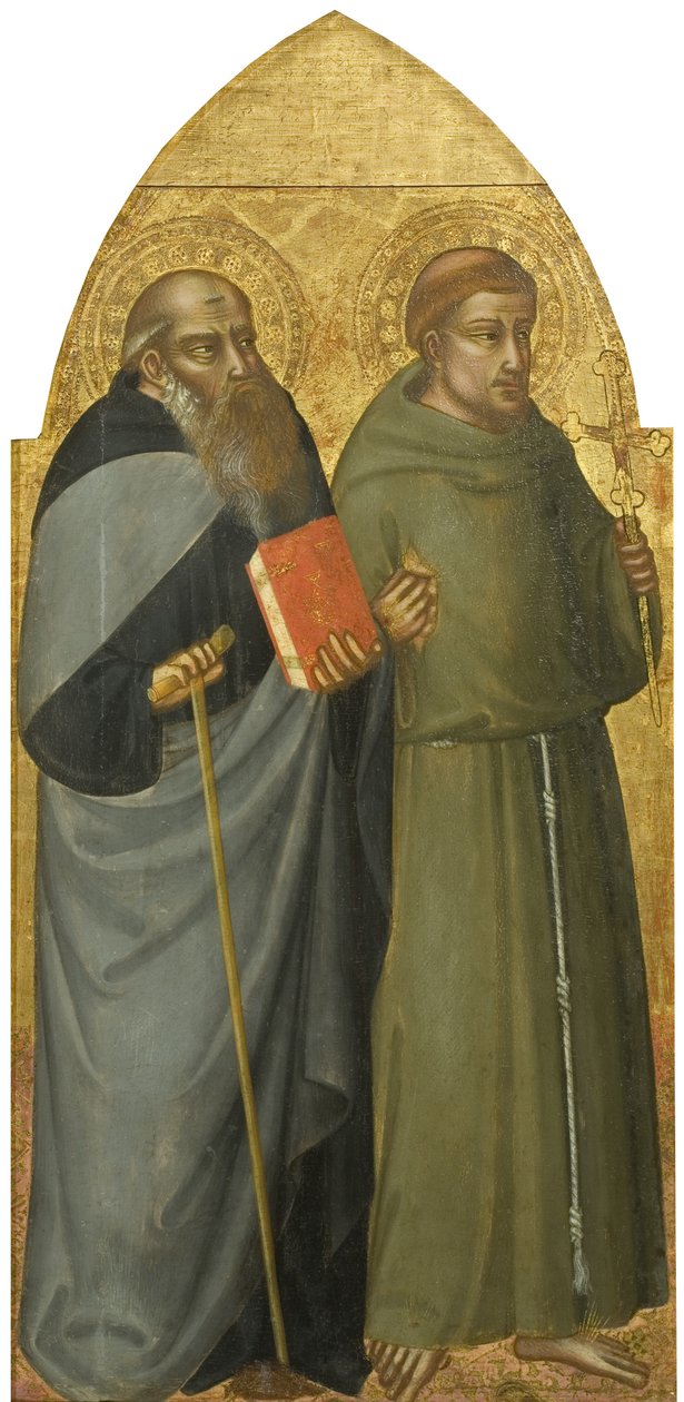 Saints Francis 和 Anthony Abbot，约 1400 年（面板上的蛋彩画和金色，石灰） 作者 洛伦佐·迪比奇