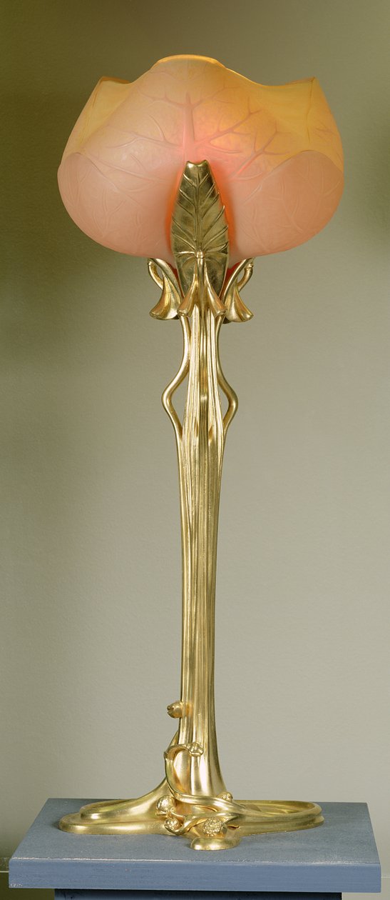 台灯，c.1902-04（镀金青铜和玻璃） 作者 路易·马若雷勒