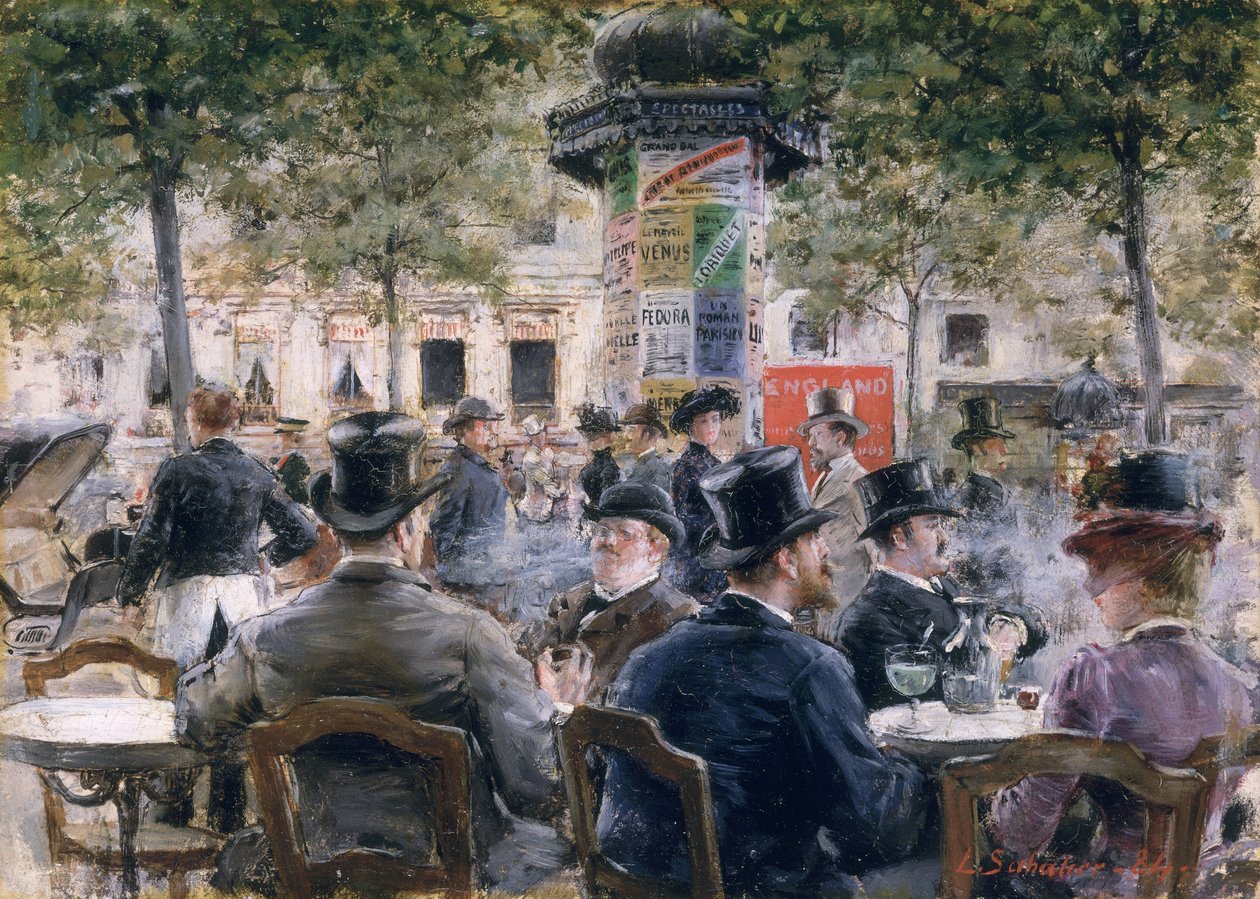 1884年在巴黎的咖啡馆场景 作者 路易斯·阿内特·萨巴蒂埃（Louis Anet Sabatier）