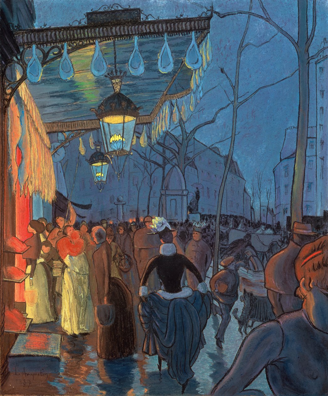 1887年巴黎Avenue de Clichy（粉彩） 作者 路易斯·安奎汀