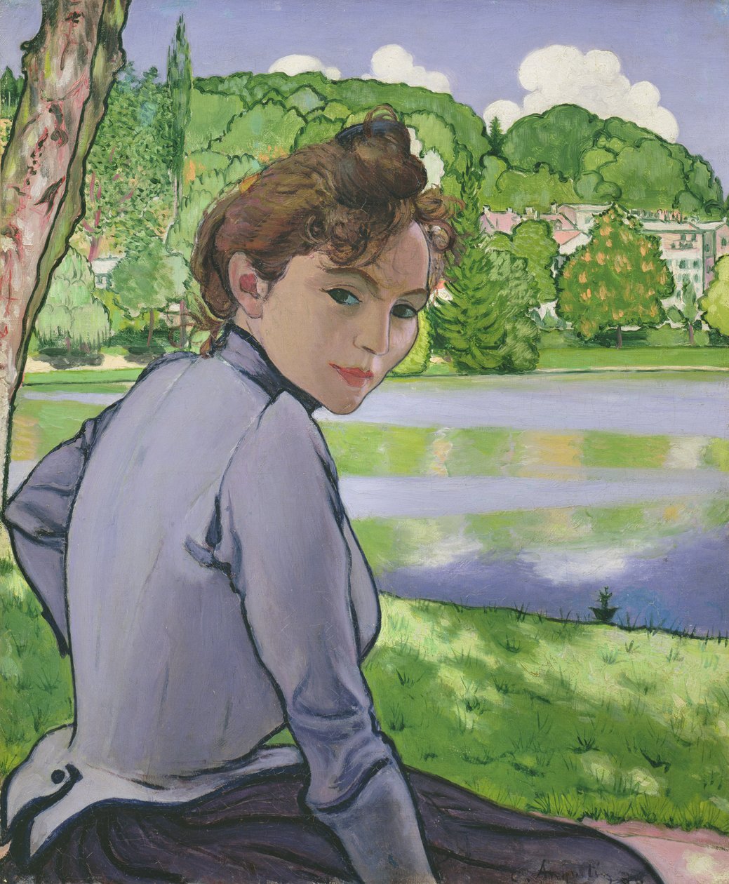 在湖旁边的妇女，1889年 作者 路易斯·安奎汀