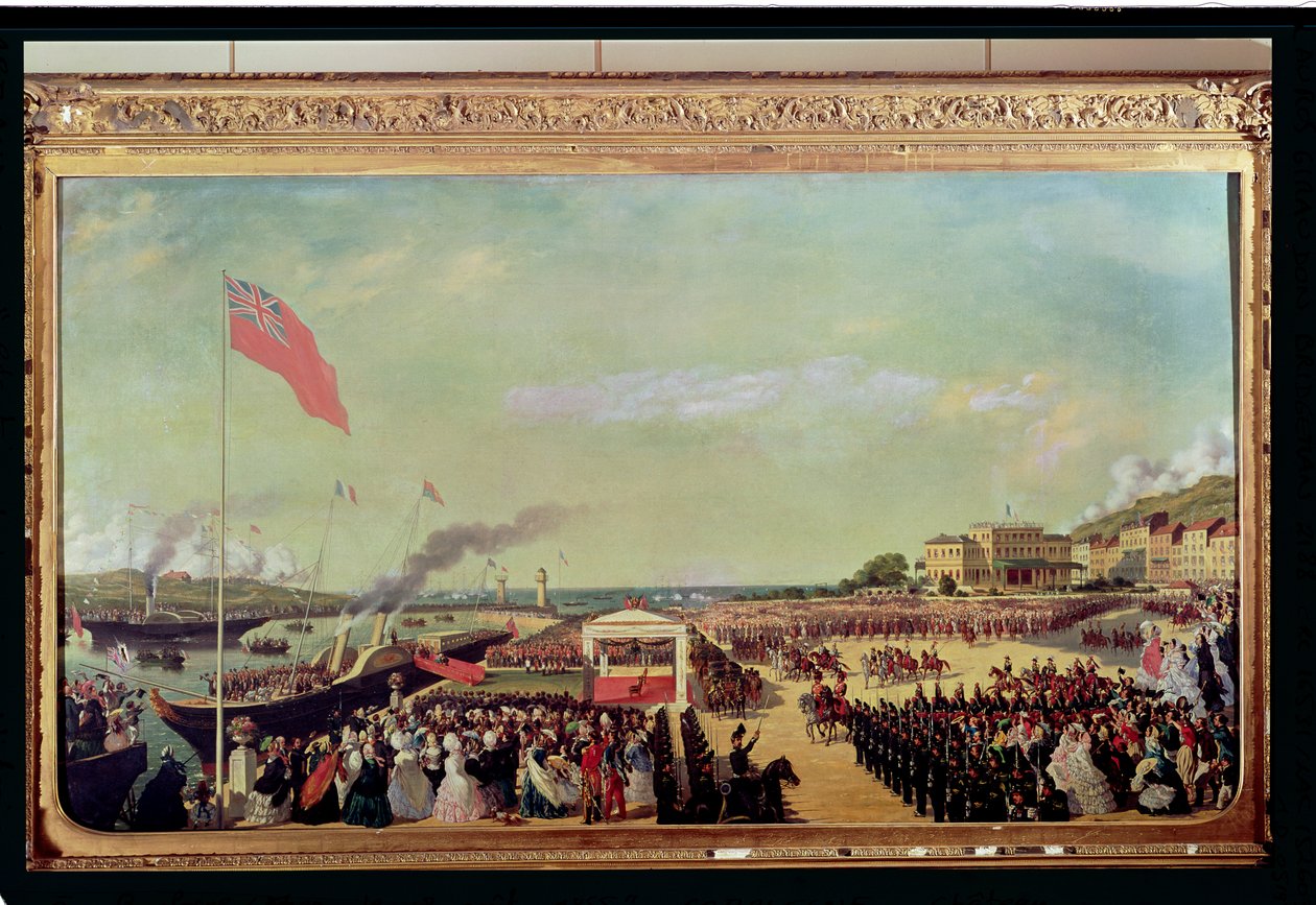 拿破仑三世（1808-73）1855年8月18日，1856年，在布洛涅港欢迎维多利亚女王（1819-1901） 作者 路易斯·阿曼德