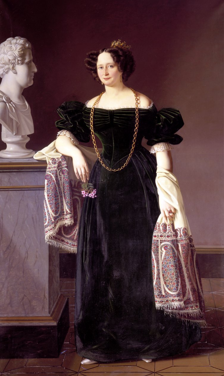 Schleswig-Holstein-Sonderburg-Augustenburg的Caroline Amalie的肖像（1796-1881） 作者 路易斯·欧蒙特