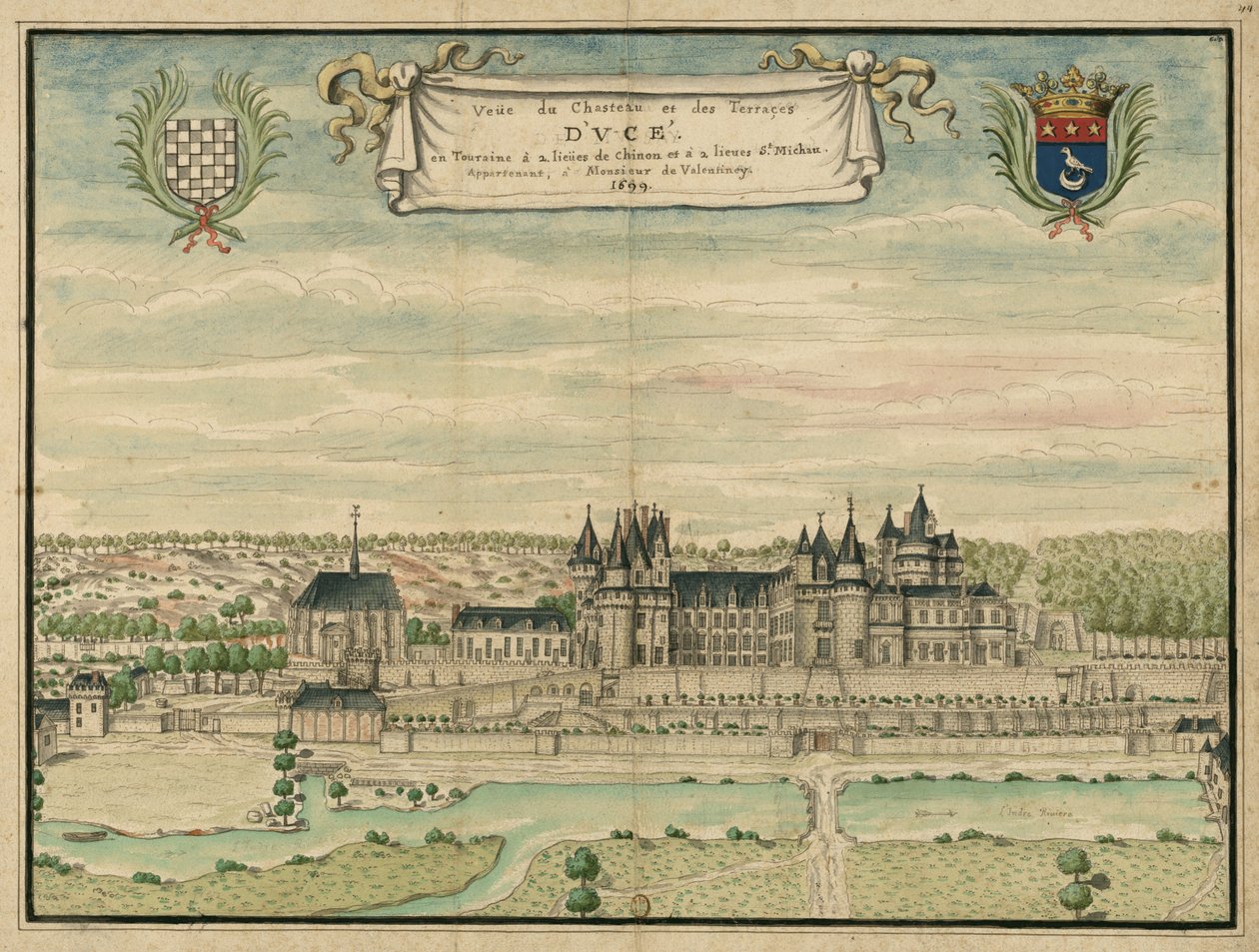 Ussé城堡，Indre-et-Loire，法国色的图画 作者 路易斯·布丹