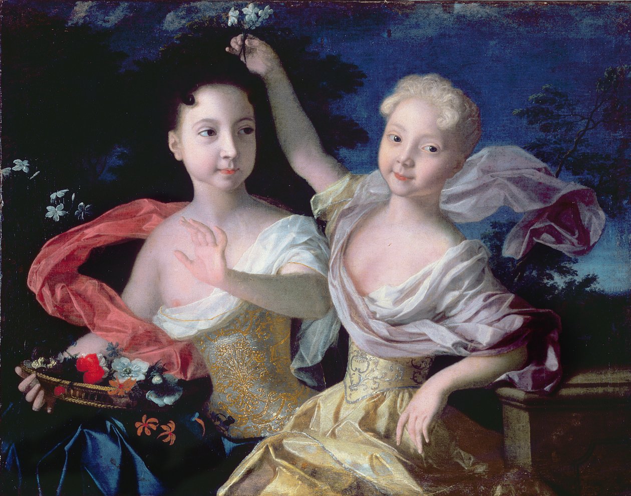 公主Anna Petrovna（1708-28）和Elizabeth Petrovna（1709-62）1717的肖像 作者 路易斯·卡拉瓦克