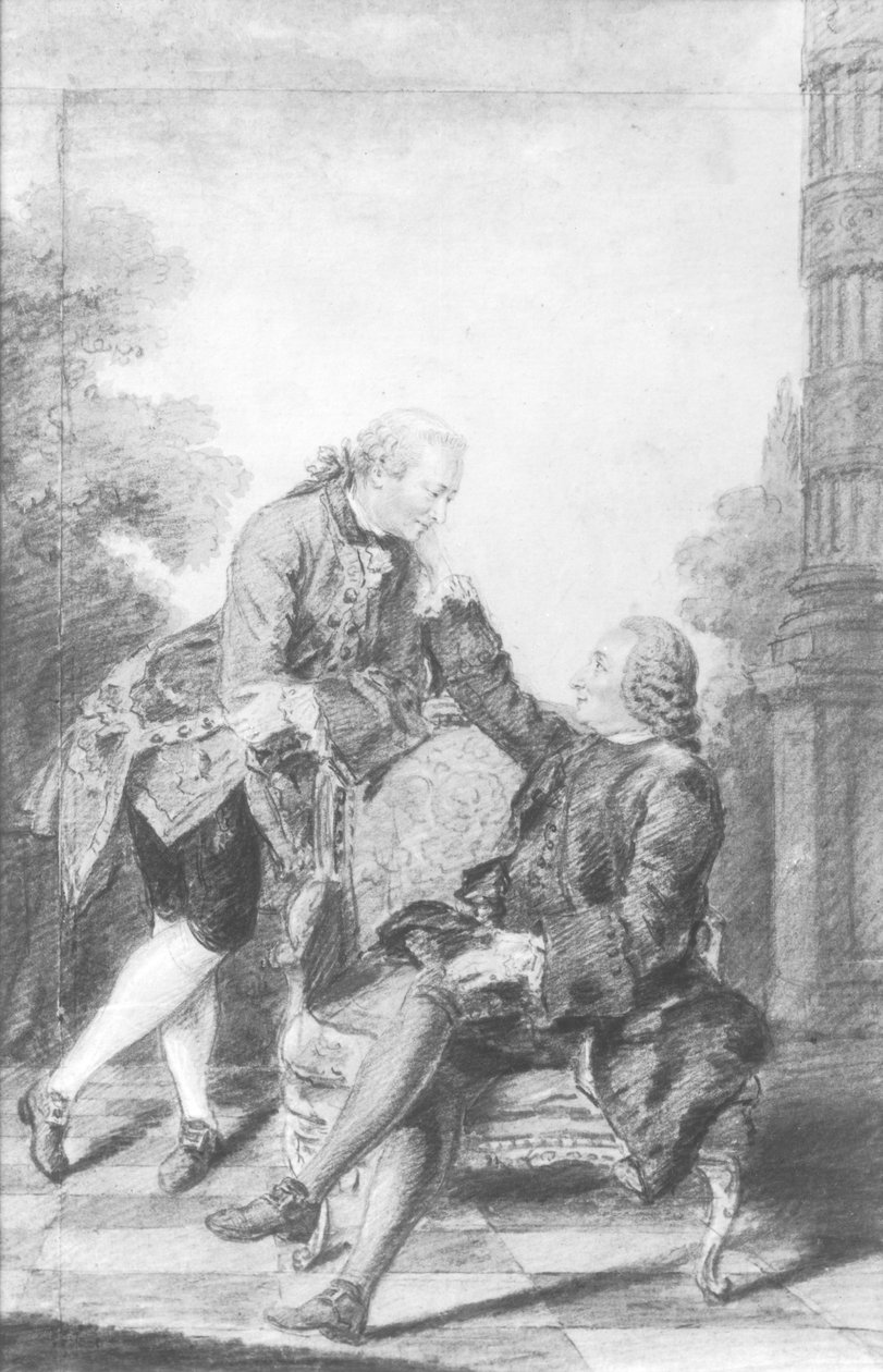 Denis Diderot（1713-84）和Melchior，Baron de Grimm（1723-1807） 作者 路易斯·卡罗吉斯·迪·卡蒙泰勒