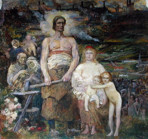 走向解放，来自Salle Pierre de Roubaix，1913年（壁画） 作者 路易斯·查尔斯·斯普利特