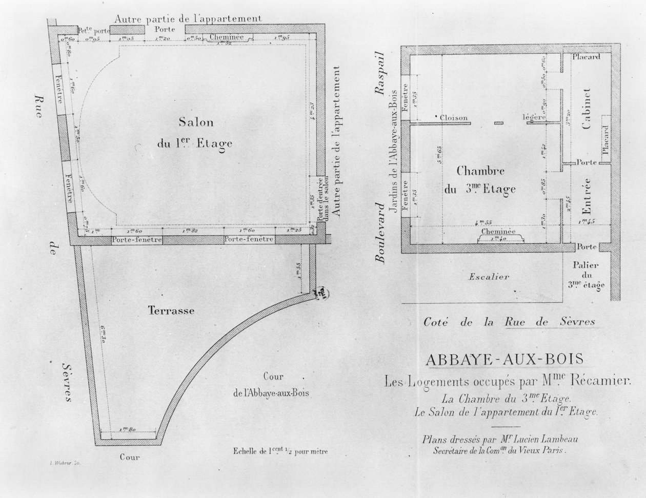 1820  -  99年Abbaye-aux-Bois的Recamier夫人房间（1777-1849） 作者 路易斯·查尔斯·伍勒