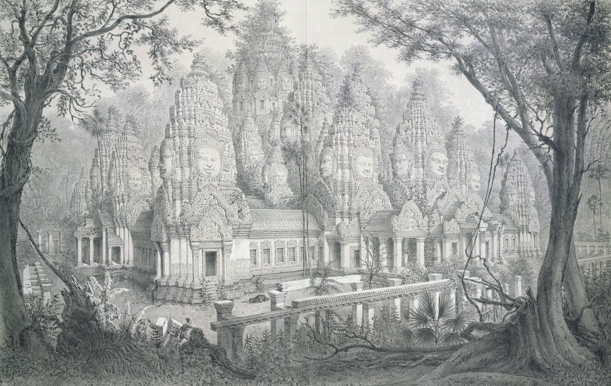 1873年，柬埔寨巴戎河的废墟 作者 路易斯·德拉波特