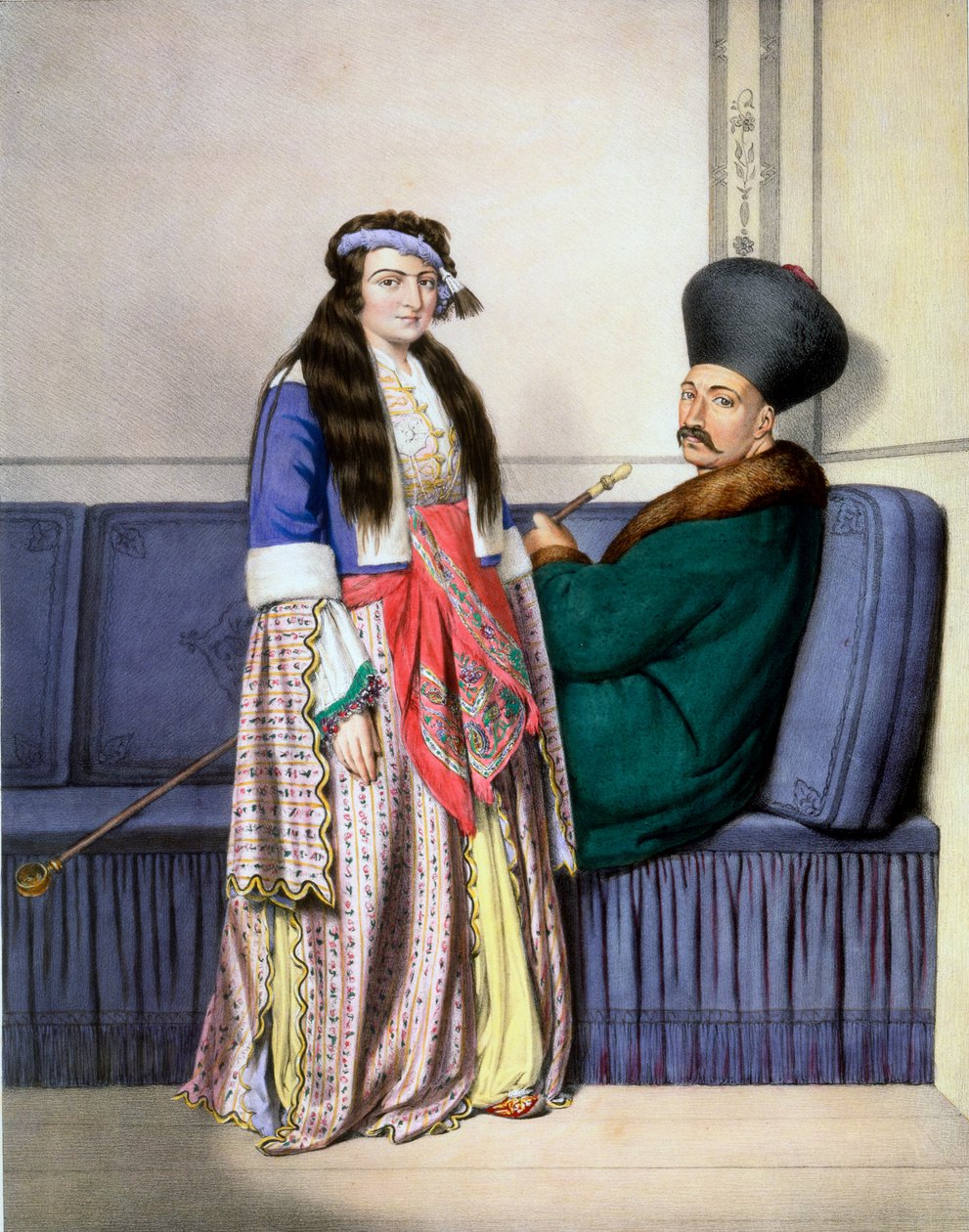 一个亚美尼亚人的价格和他的妻子 - 板材XXVII，由Lemercier在&39;VoyageàAthènesetaàConstantinople&39;中雕刻，由Dupre编写和插图，1828年 作者 路易斯杜普雷