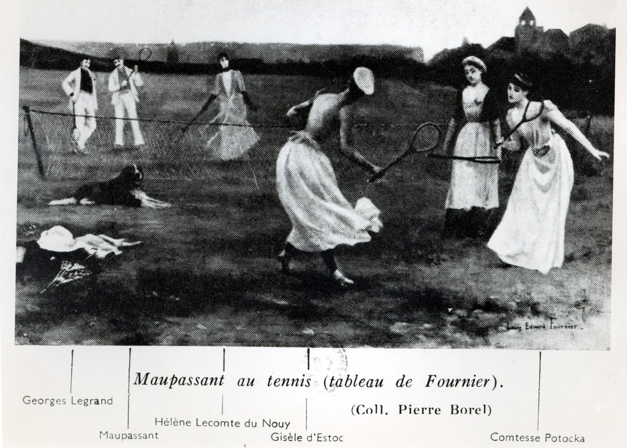 Guy de Maupassant（1850-93）网球，来自Pierre Borel的&39;Maupassant et l&39;Androgyne&39;，于1944年出版，巴黎 作者 路易斯·爱德华·保罗·福尼耶