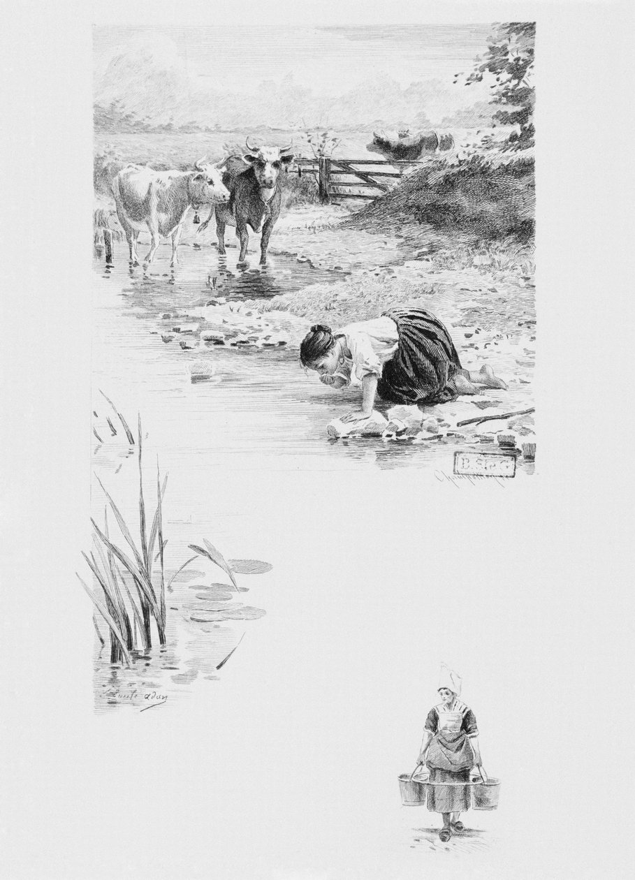 仆人费利西特，来自古斯塔夫·福楼拜（1821-80）的“简单的心”的插图，出版于1894年，由Eugene Andre Champollion（1848-1901）巴黎书店，书商出版人A. Ferroud（b） 作者 路易·埃米尔·阿丹