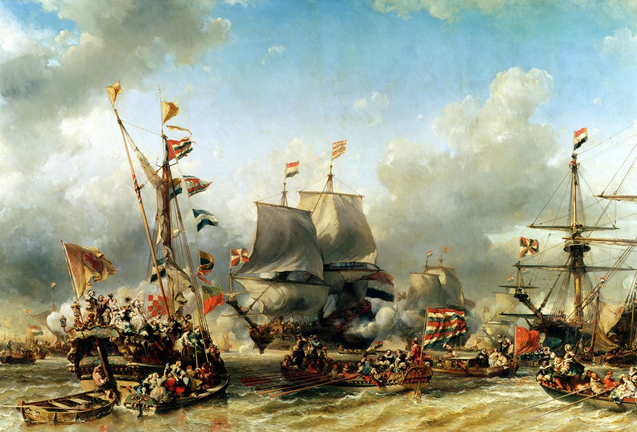 Ruyter和William de Witt于1667年，1850年至1851年登陆 作者 尤金·伊萨贝（Eugene Isabey）