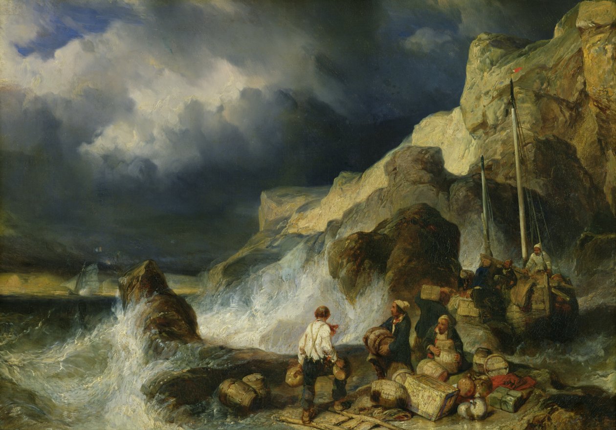 对走私者的冲击，c.1837 作者 尤金·伊萨贝（Eugene Isabey）