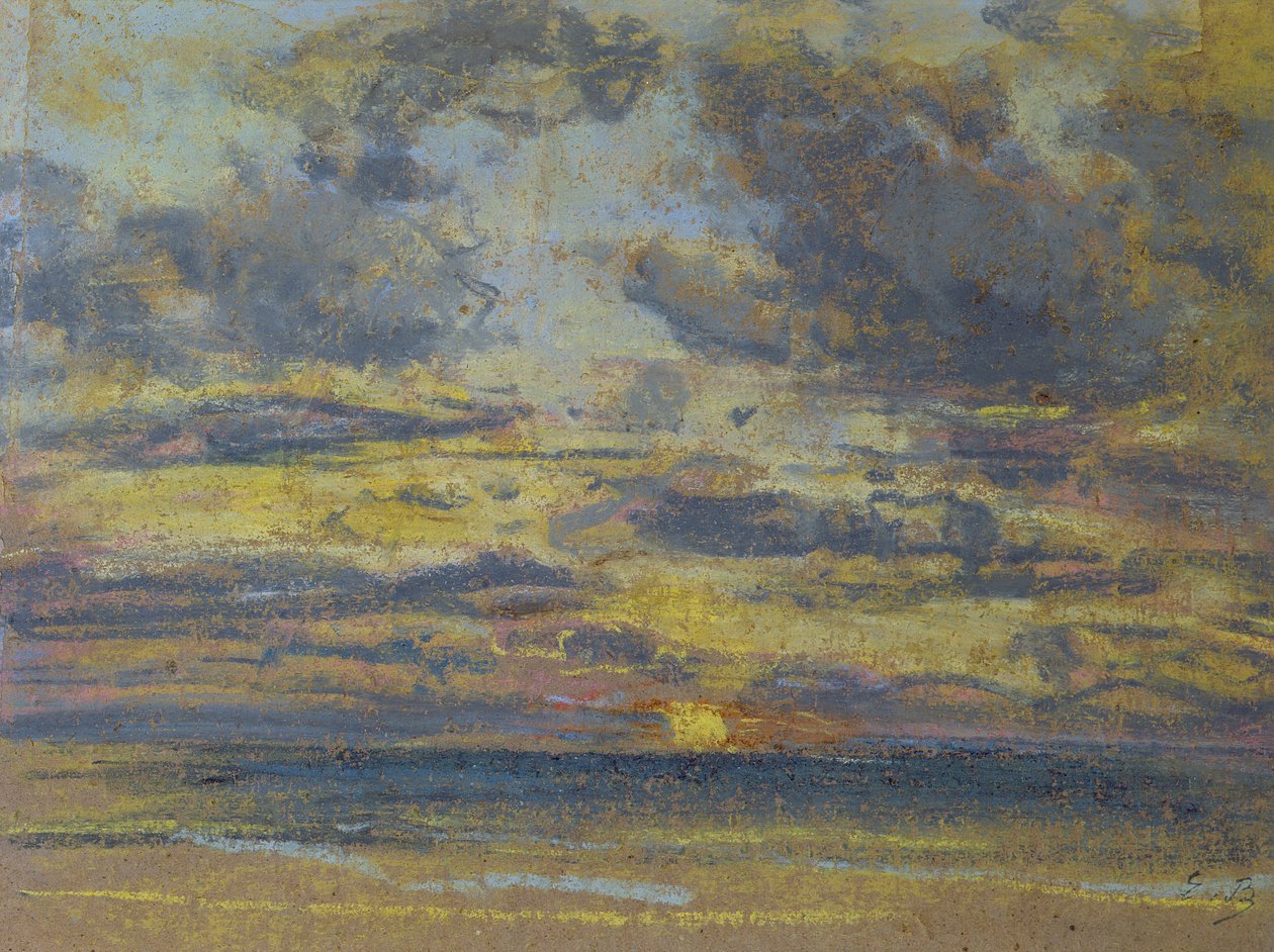 夕阳下的天空研究，c.1862-70（纸上粉彩） 作者 尤金·路易斯·布丁