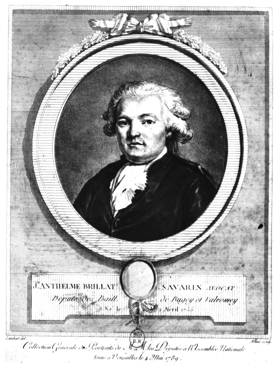 Jean-Anthelme Brillat-Savarin（1755-1826）的肖像，由兰伯特于1789年5月刻 作者 路易·让·阿莱斯