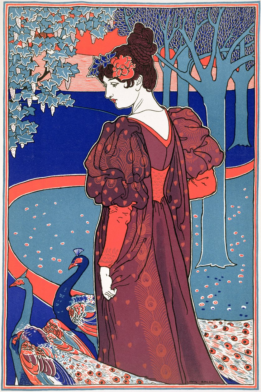 来自&39;L&39;Estampe Moderne&39;的孔雀的女人出版于巴黎1897-99 作者 路易斯·约翰·黑德