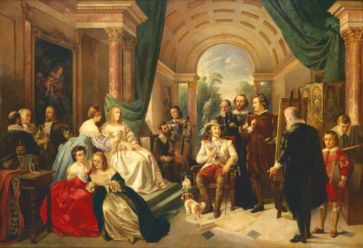 1863年查尔斯一世法院的Anthony van Dyck 作者 路易斯·卡岑斯坦