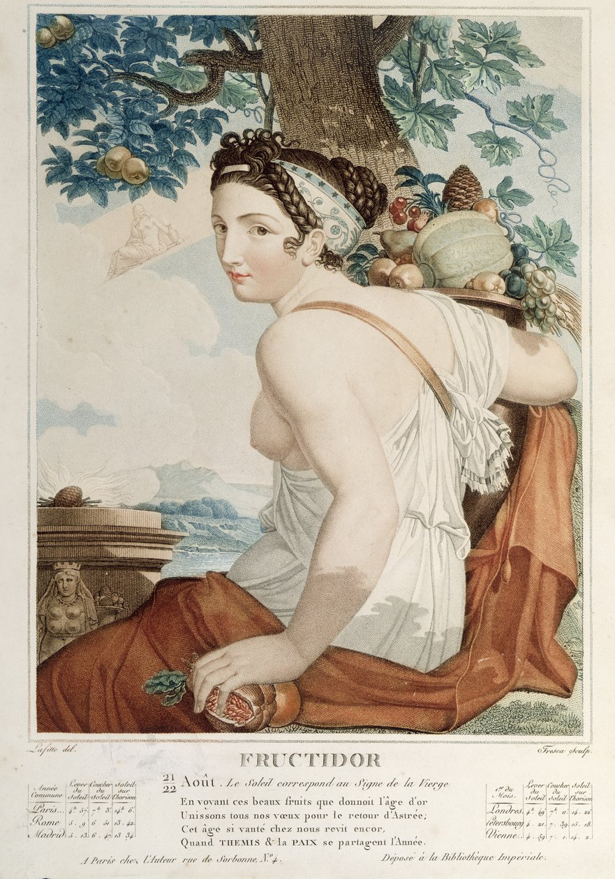 Fructidor（8月9月）共和党日历的第12个月，由Tresca刻，c.1794 作者 路易斯·拉菲特