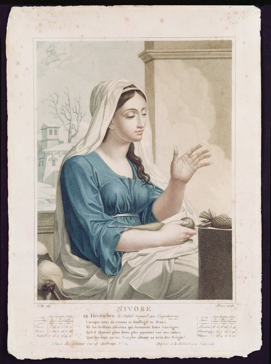 Nivose（12月1月），共和党日历的第四个月，由Tresca雕刻，c.1794 作者 路易斯·拉菲特