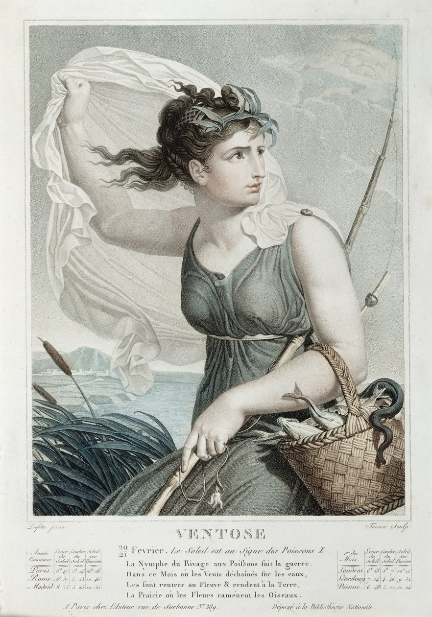 Ventose（FebruaryMarch），共和党日历的第六个月，由Tresca雕刻，c.1794 作者 路易斯·拉菲特