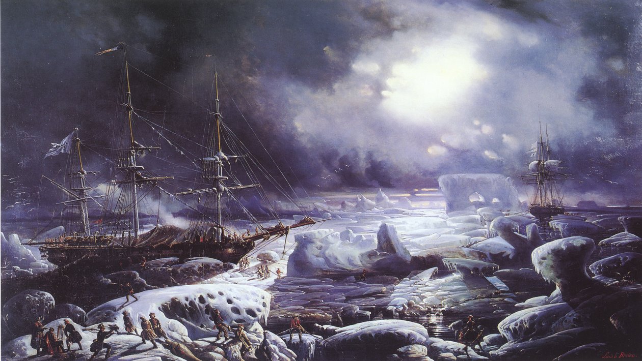 1838年2月，Astrolabe和Zélée滞留在Austral Ocean 作者 路易斯·勒布雷顿