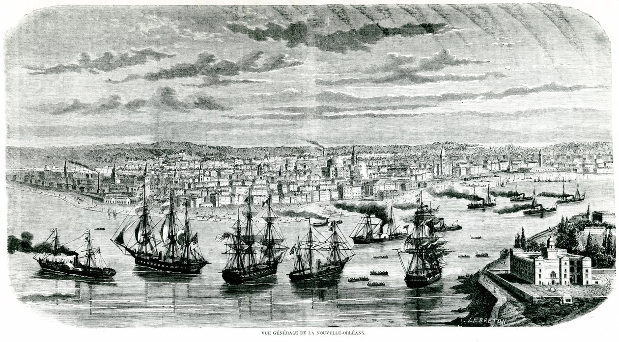 新奥尔良的视图，1862年 作者 路易斯·勒布雷顿
