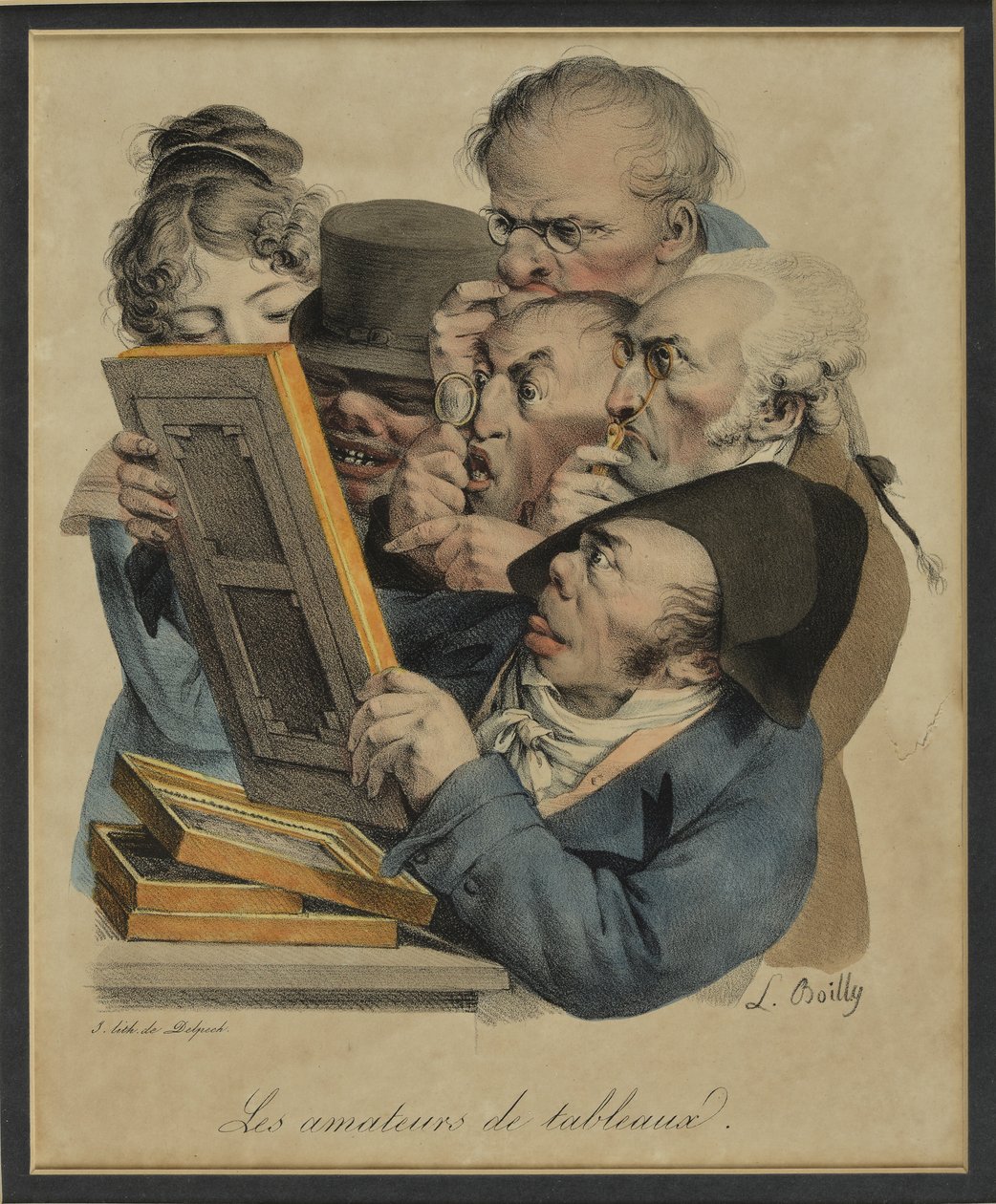 Tableux的爱好者，1823年（手工彩色光刻） 作者 路易斯·利奥波德·博伊