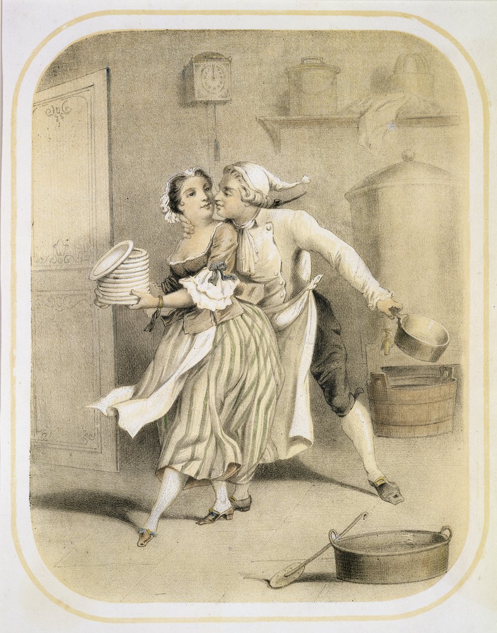 在厨房中的欲望，来自一系列描绘七宗罪的印刷品，1850年 作者 路易斯·利奥波德·博伊