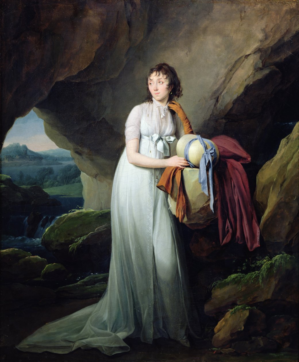 一个女人在一个洞穴的肖像，可能是Madame d&39;Aucourt de Saint-Just，1805 作者 路易斯·利奥波德·博伊